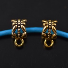 Metalen kraal met oogje 7x7mm gat 5 mm Oud goudkleurig